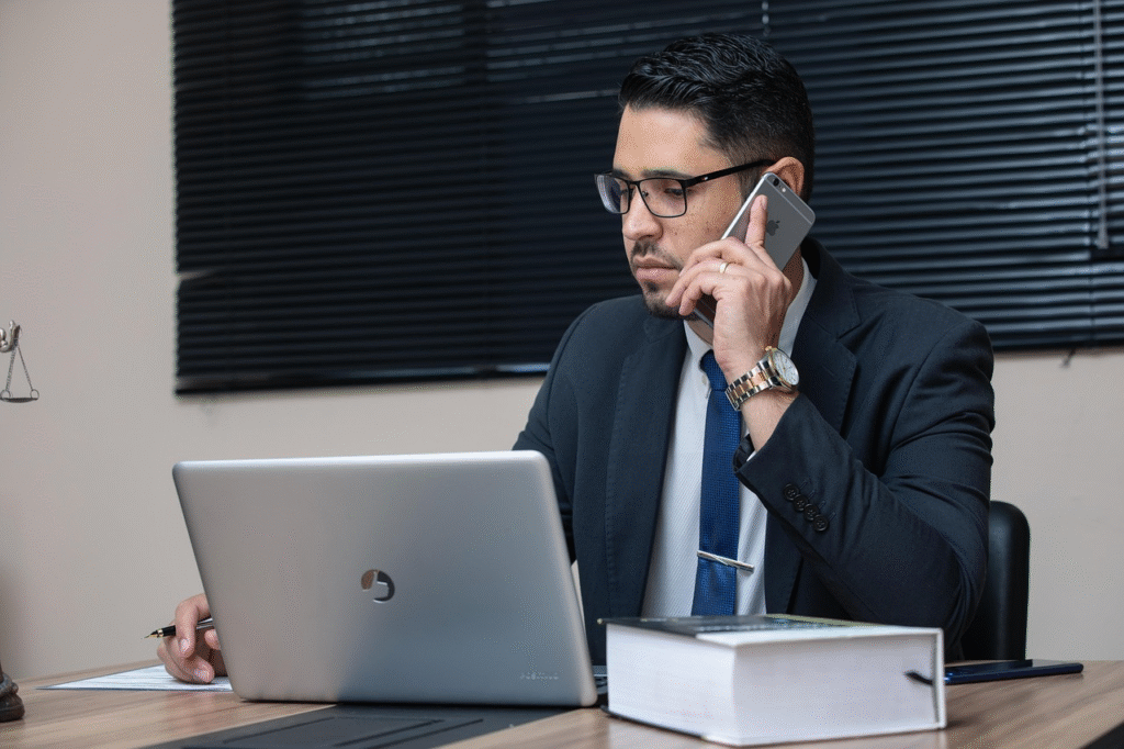 Lawyer conducting a virtual consultation with a client