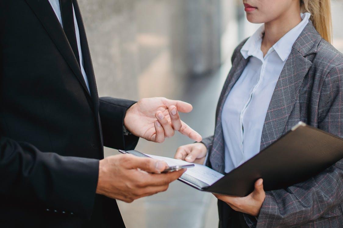 Solicitor advising a client on commercial lease terms.